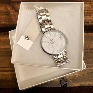 BP Silver Marble Bracelet Watch, 38mm